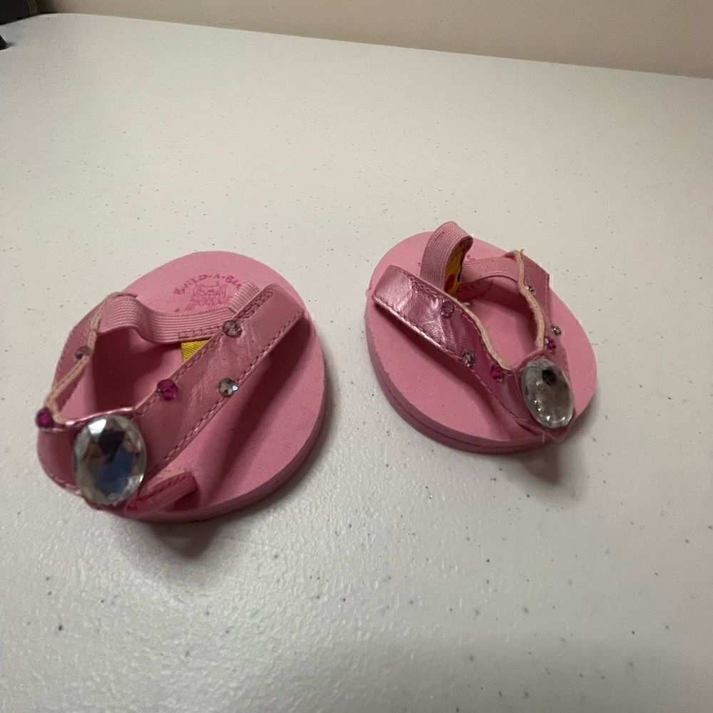 Build A Bear pink rhinestone flip flops BAB